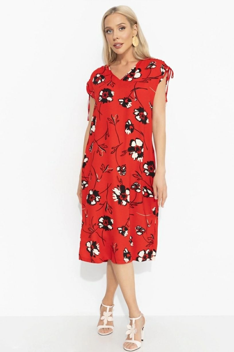 Платье красное с цветочным принтом Charutti