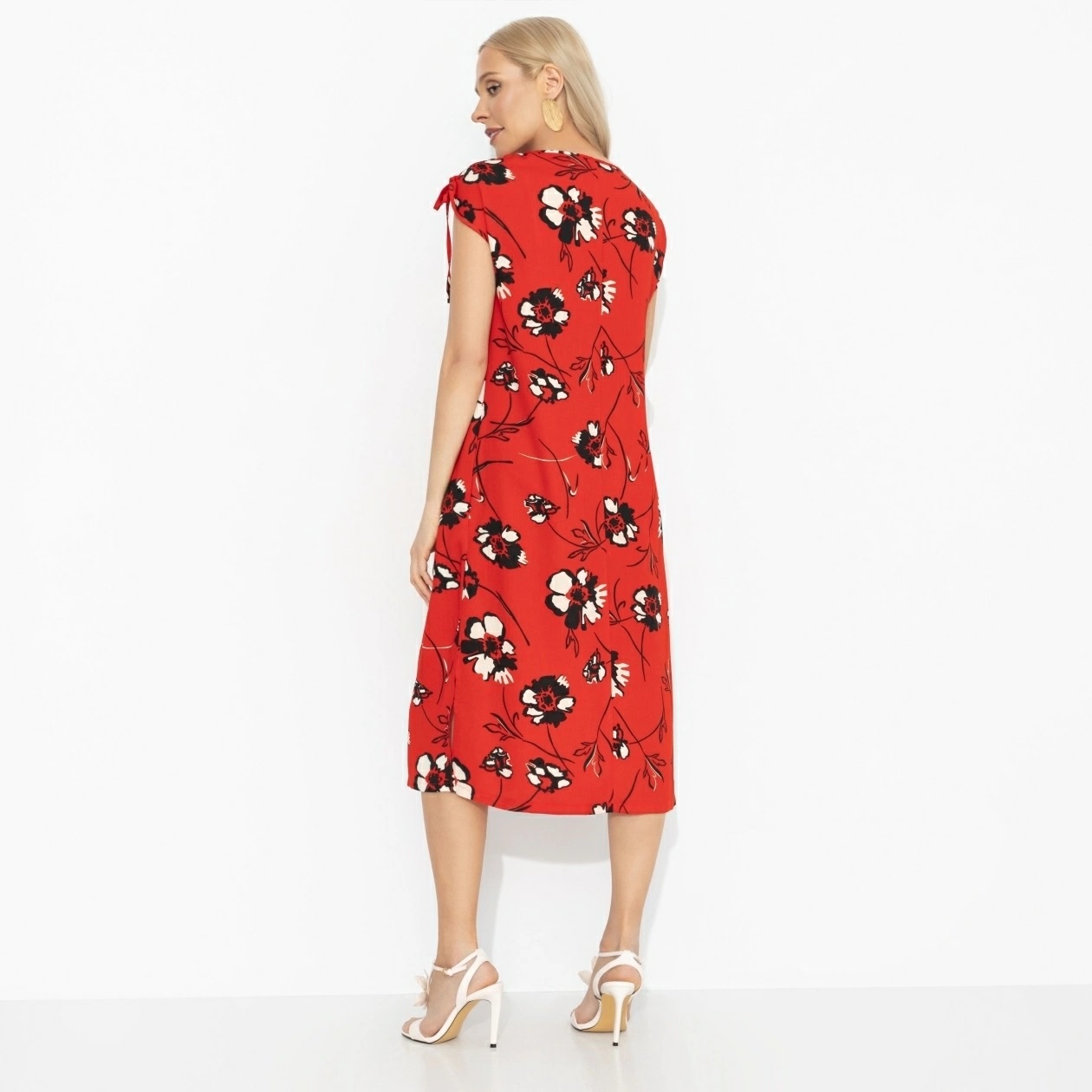 Платье красное с цветочным принтом Charutti(фото6)
