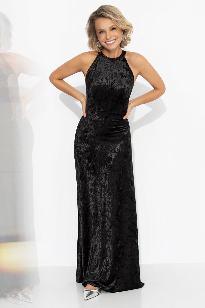 Платье чёрное бархатное с акцентной спинкой Charutti(фото2)