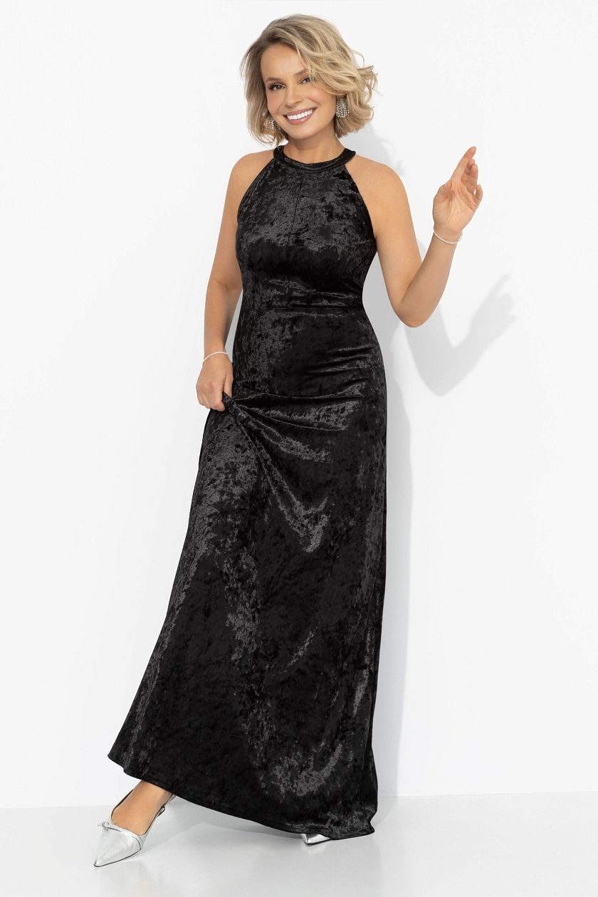 Платье чёрное бархатное с акцентной спинкой Charutti(фото5)