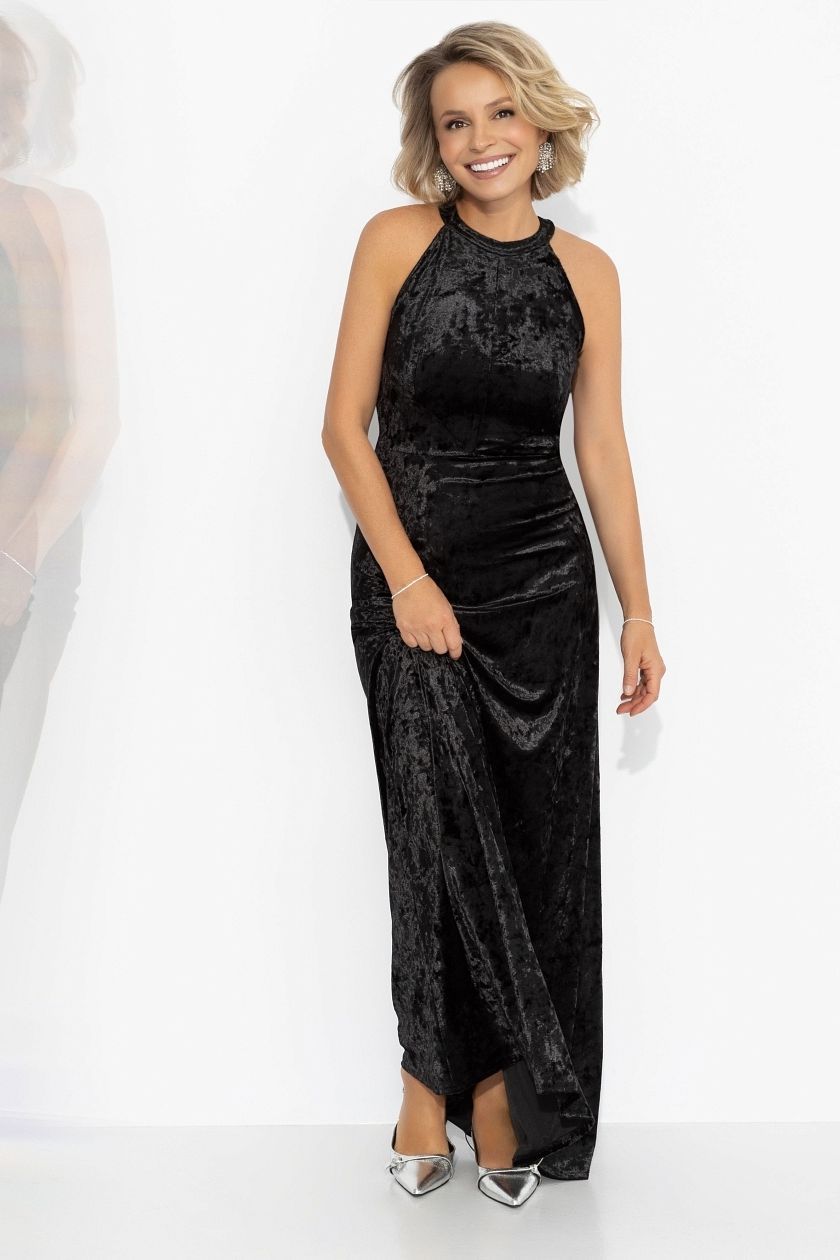 Платье чёрное бархатное с акцентной спинкой Charutti(фото4)