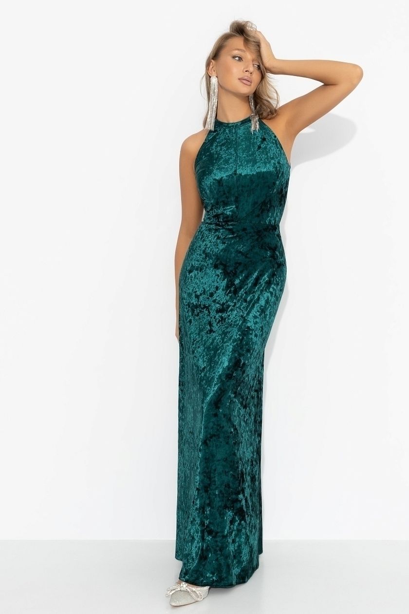 Платье зелёное бархатное с акцентной спинкой Charutti(фото5)