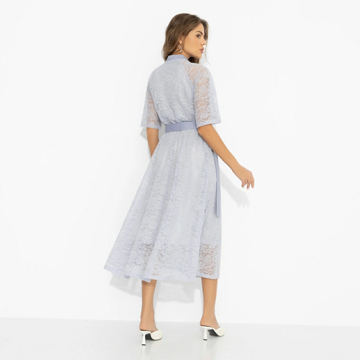 Платье серое из кружева на подкладе Charutti(фото5)