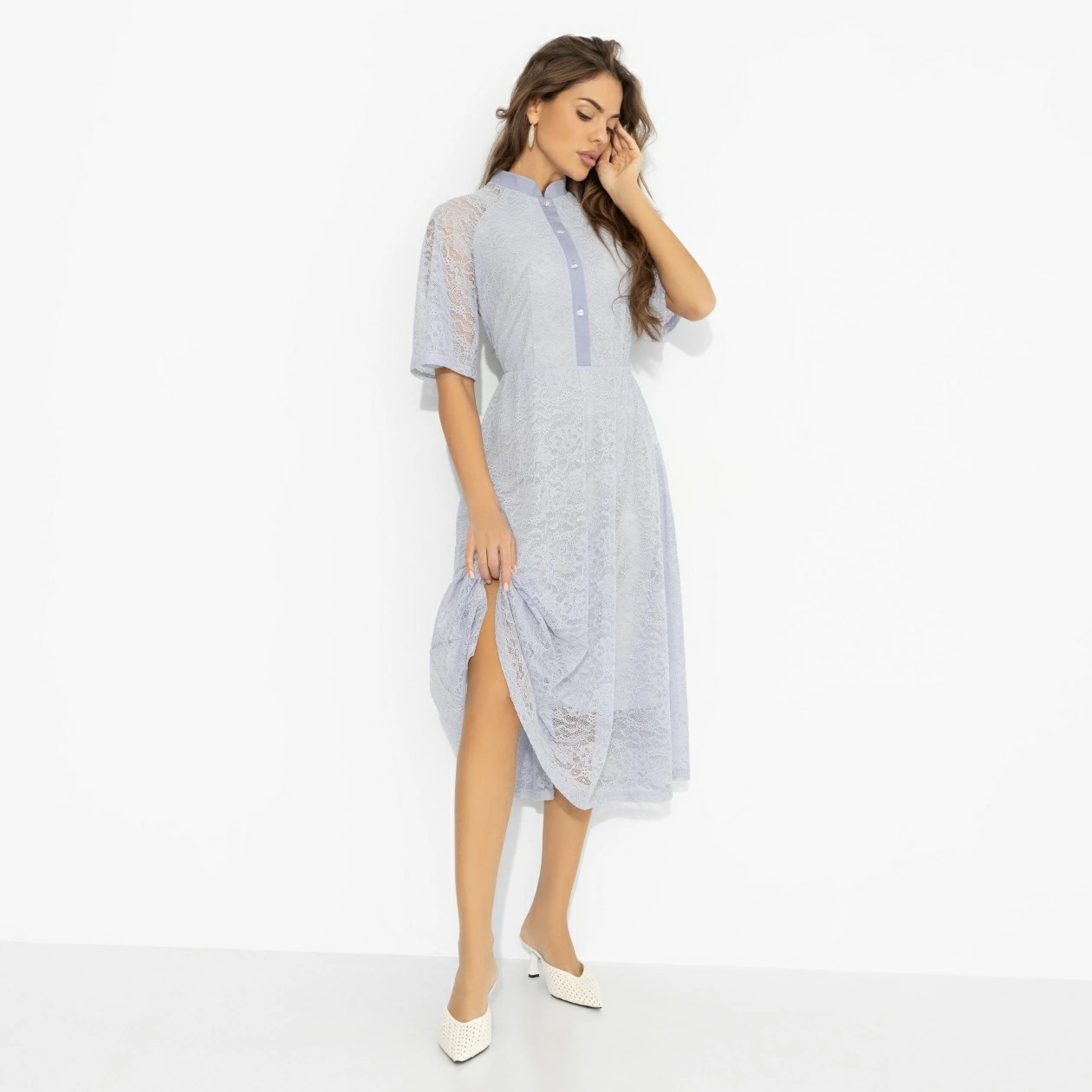Платье серое из кружева на подкладе Charutti(фото7)