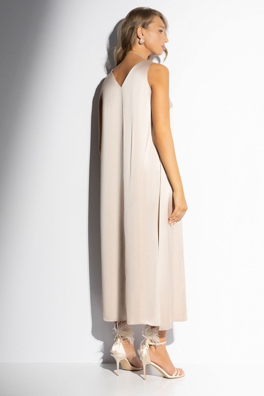 Платье‑комбинация бежевое из атласа Charutti(фото8)