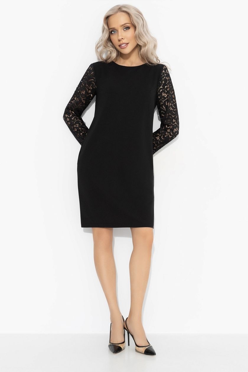 Платье чёрное с рукавами из кружева  Charutti(фото2)