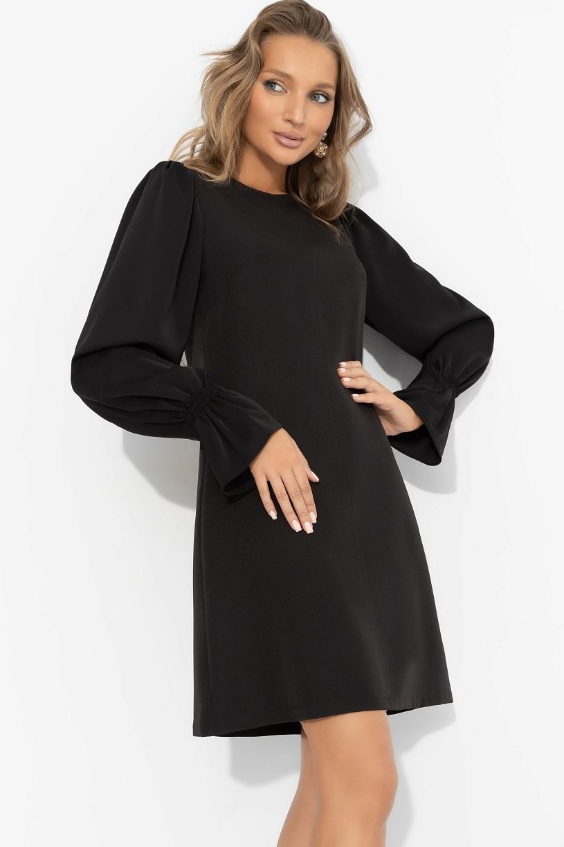 Платье чёрное комбинированное с шёлком Charutti