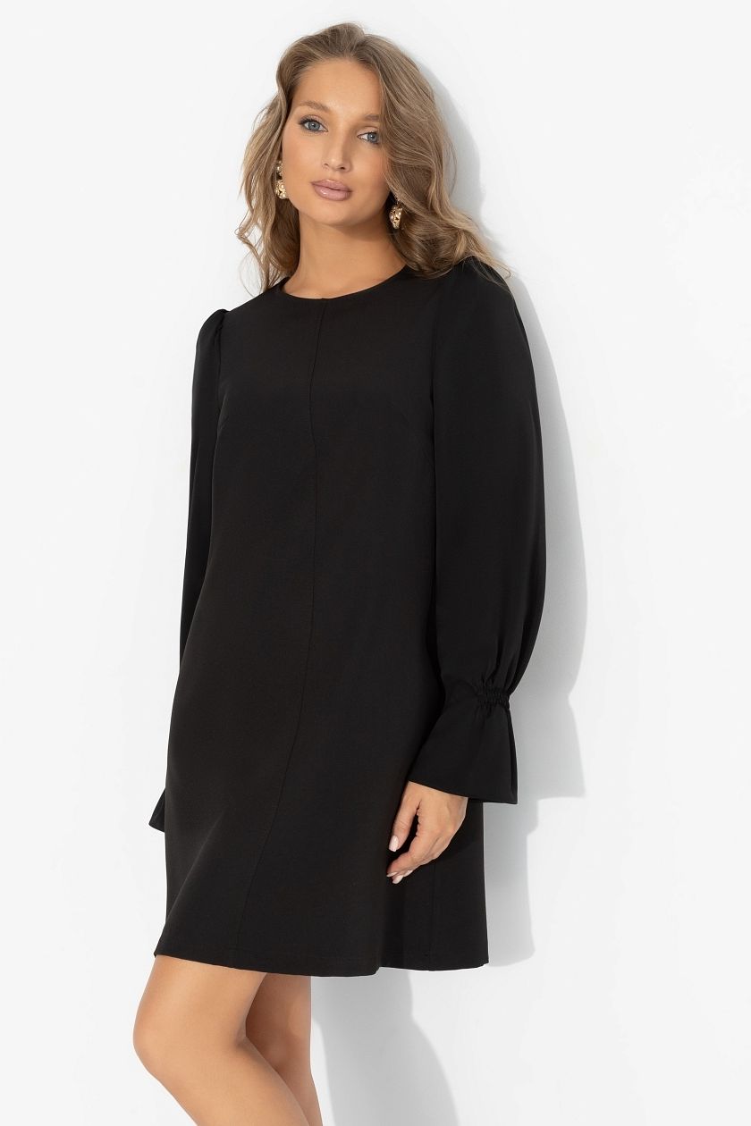 Платье чёрное комбинированное с шёлком Charutti(фото6)