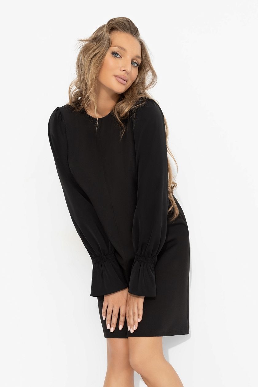 Платье чёрное комбинированное с шёлком Charutti(фото5)