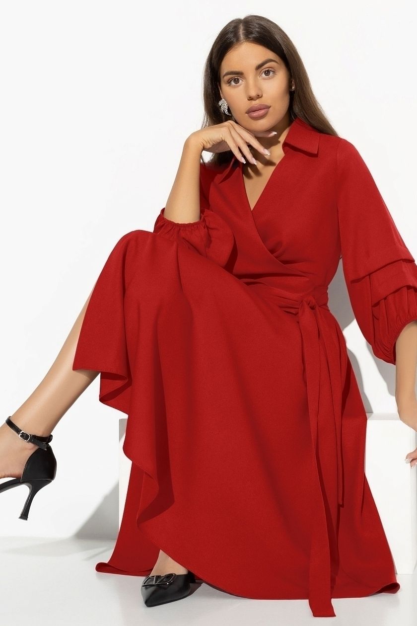 Платье красное на запах Charutti(фото3)