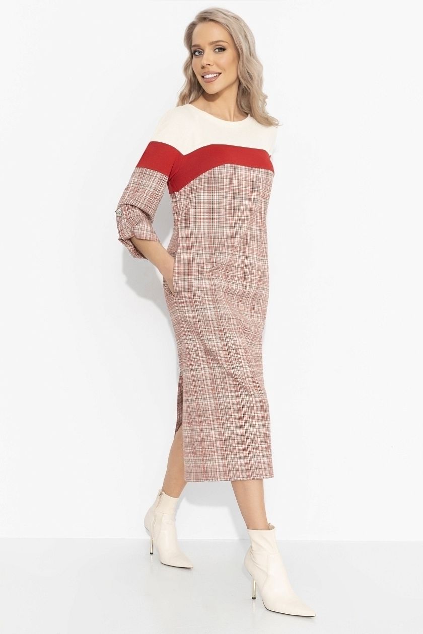 Платье трикотажное в клетку с акцентной спинкой Charutti(фото2)