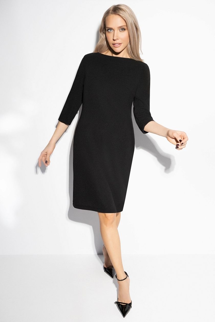 Платье чёрное трикотажное с декоративными молниями Charutti