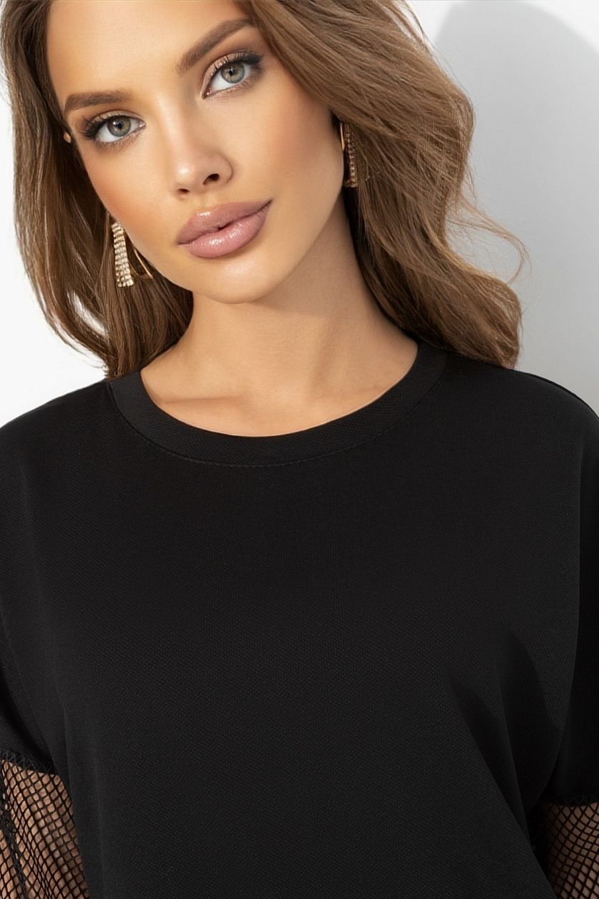 Платье чёрное с с акцентными рукавами Charutti(фото4)