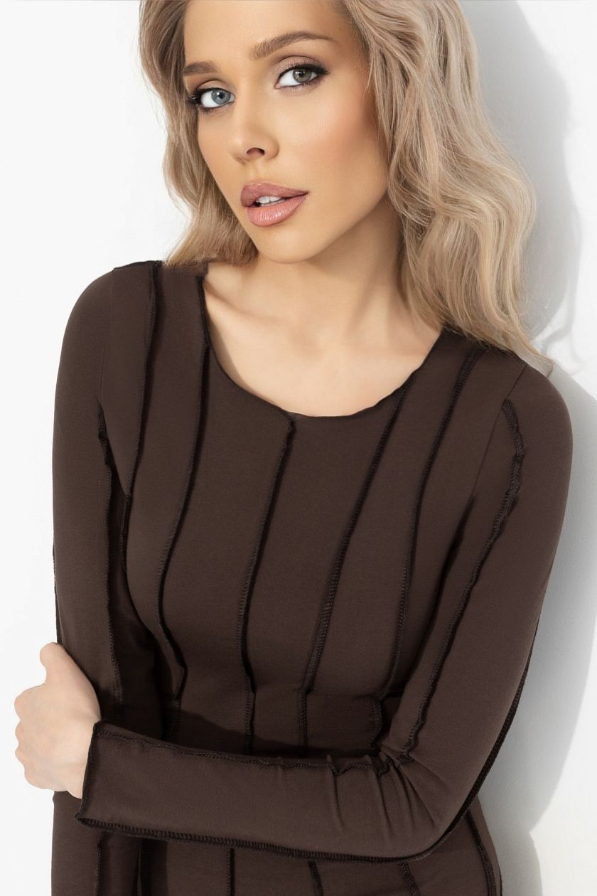 Платье коричневое с акцентными швами Charutti(фото5)