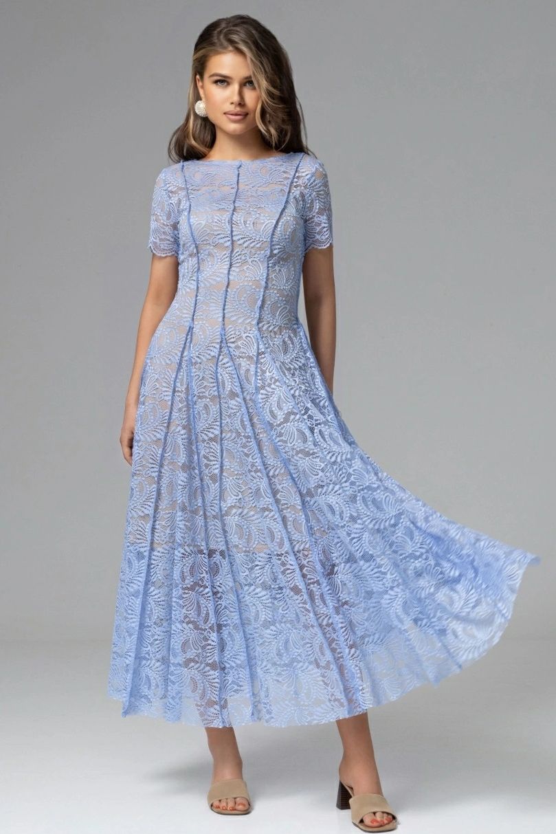 Платье голубое из кружева на подкладе Charutti