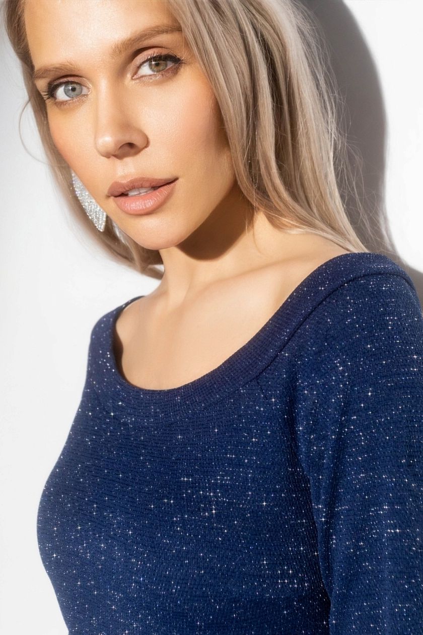 Платье трикотажное синее с декоративной драпировкой Charutti(фото4)