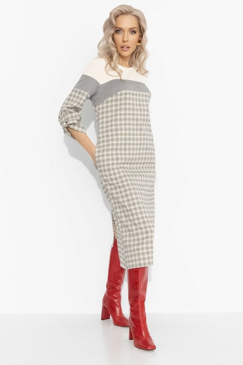 Платье трикотажное в клетку с акцентной спинкой Charutti(фото3)