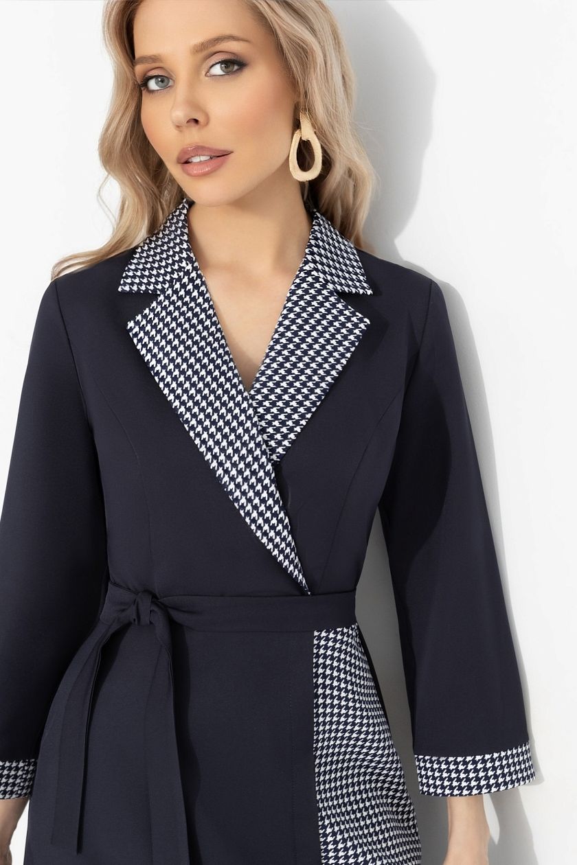 Платье тёмно-синее на запах с поясом Charutti(фото3)