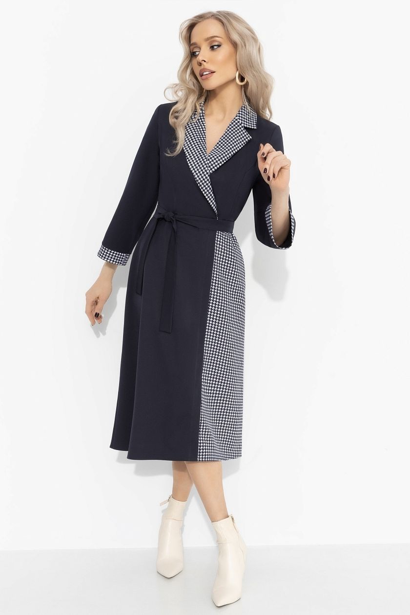 Платье тёмно-синее на запах с поясом Charutti(фото2)