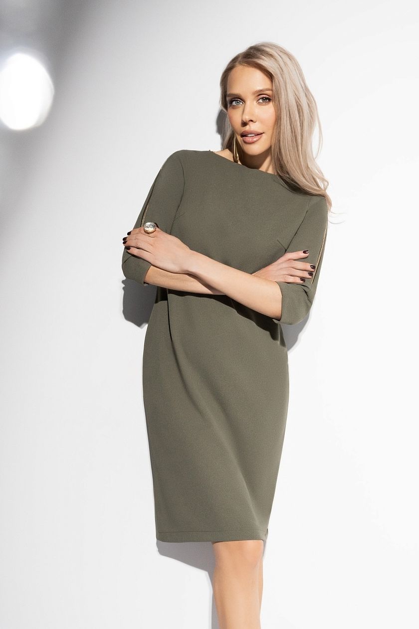 Платье зелёное трикотажное с декоративными молниями Charutti(фото3)