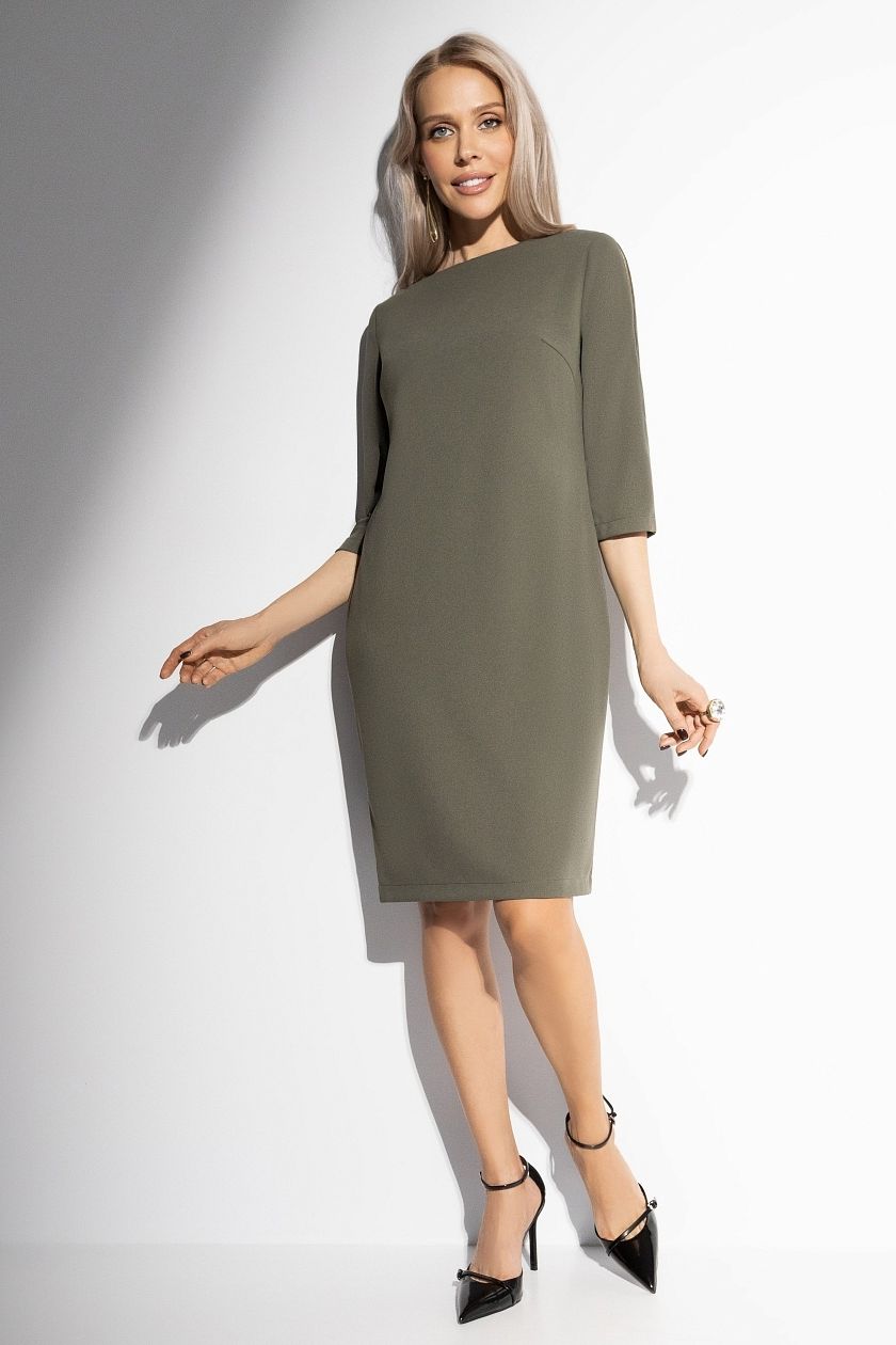 Платье зелёное трикотажное с декоративными молниями Charutti(фото2)