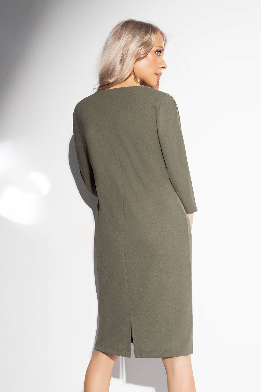 Платье зелёное трикотажное с декоративными молниями Charutti(фото7)