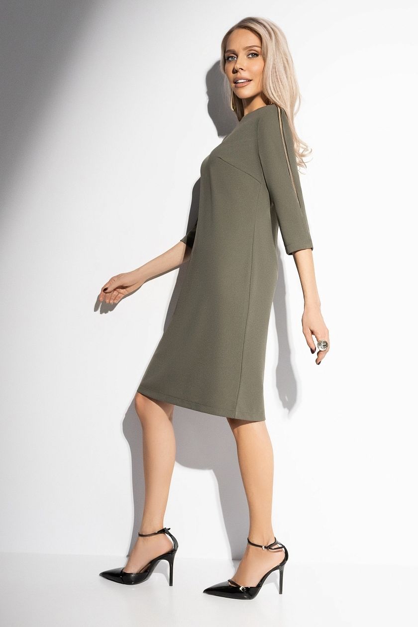 Платье зелёное трикотажное с декоративными молниями Charutti(фото6)