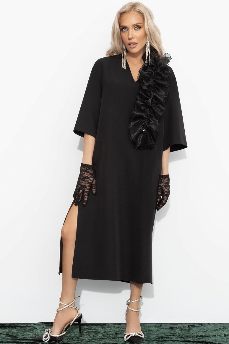 Платье чёрное со съёмным декором Charutti