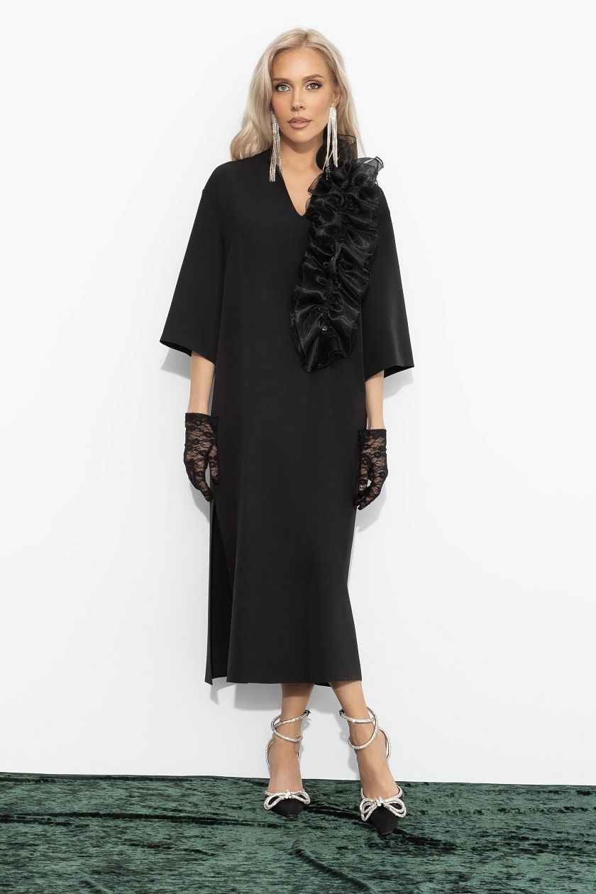 Платье чёрное со съёмным декором Charutti(фото6)