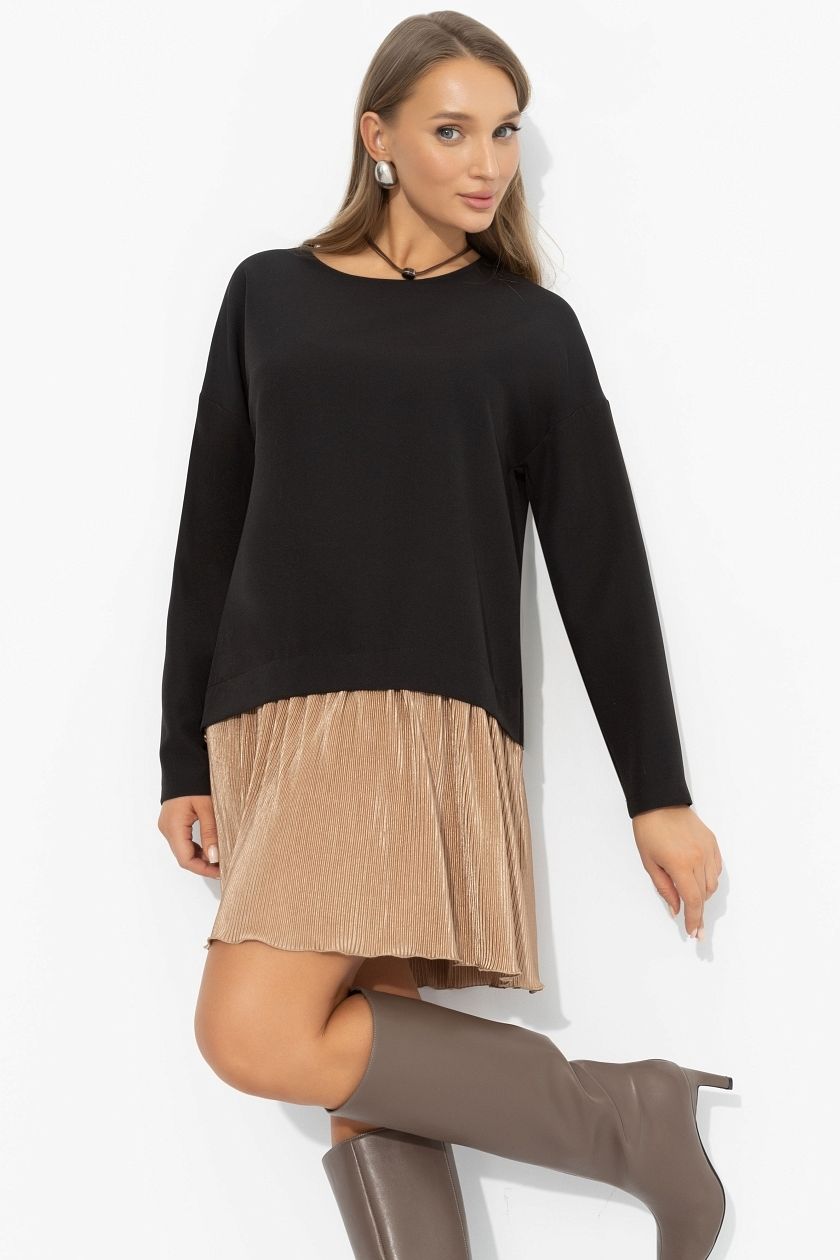 Платье чёрное с юбкой-гофре Charutti