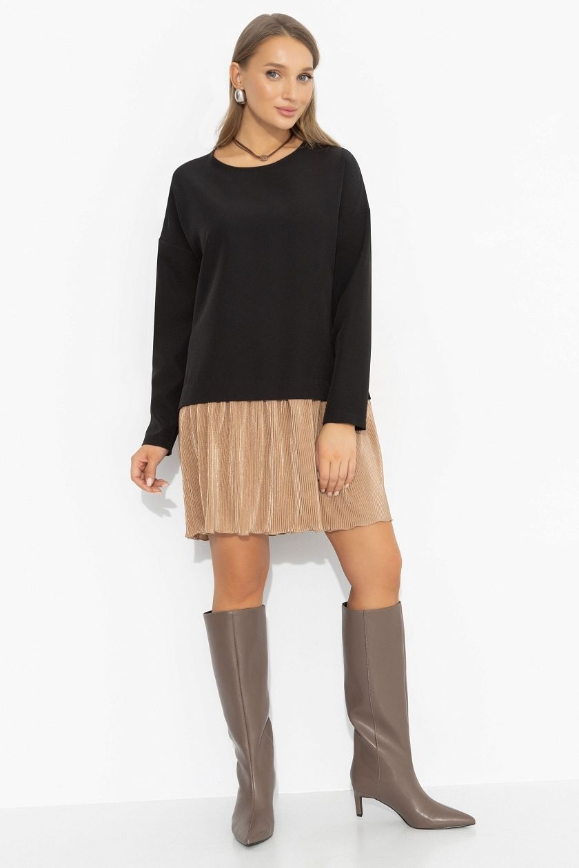 Платье чёрное с юбкой-гофре Charutti(фото5)