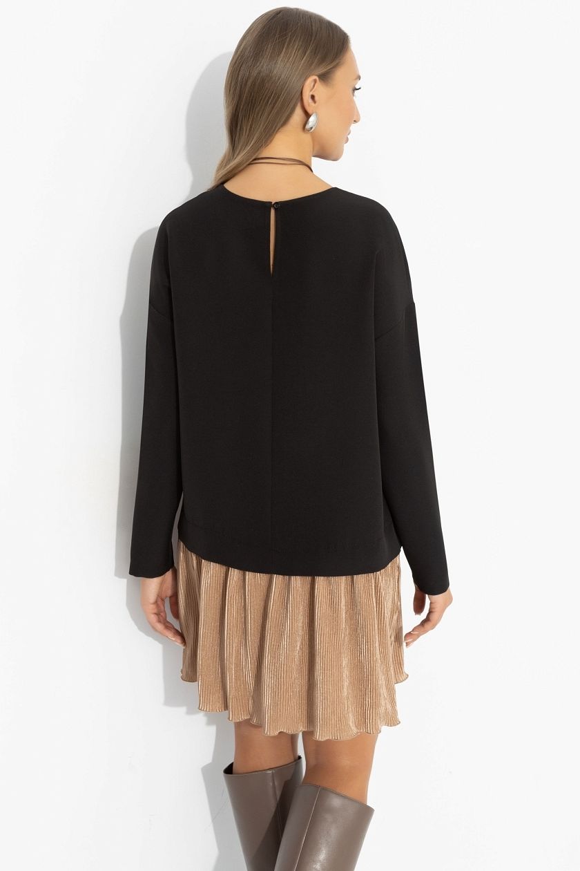 Платье чёрное с юбкой-гофре Charutti(фото6)