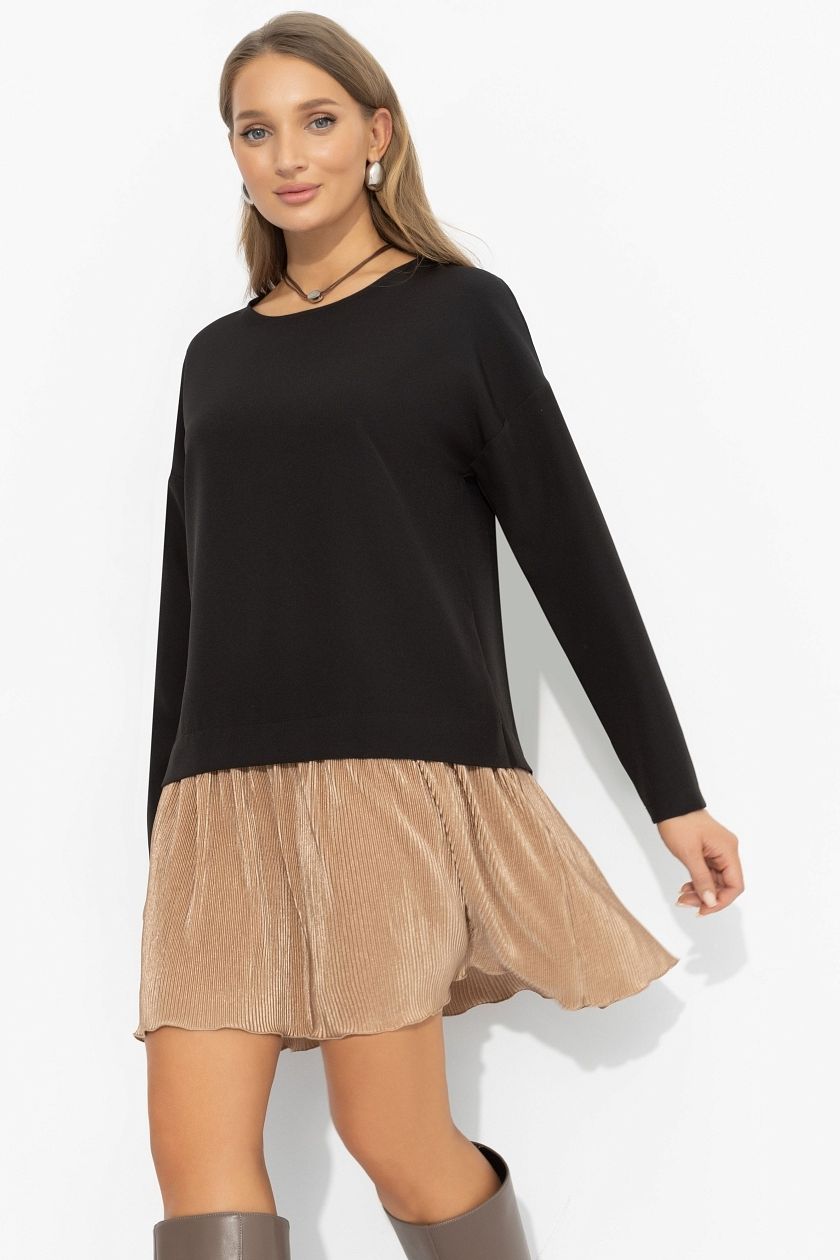 Платье чёрное с юбкой-гофре Charutti(фото3)