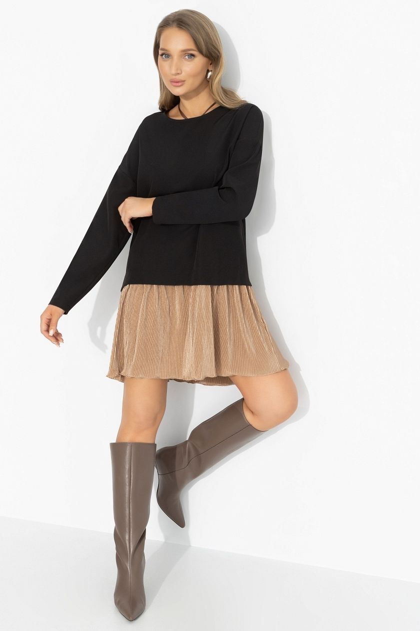 Платье чёрное с юбкой-гофре Charutti(фото2)