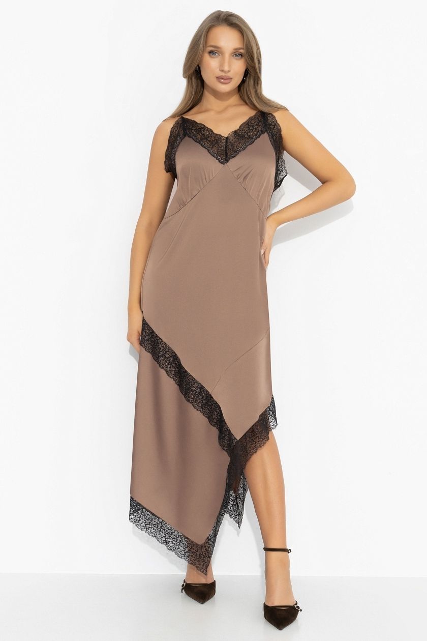 Платье‑комбинация из шёлка коричневого цвета Charutti