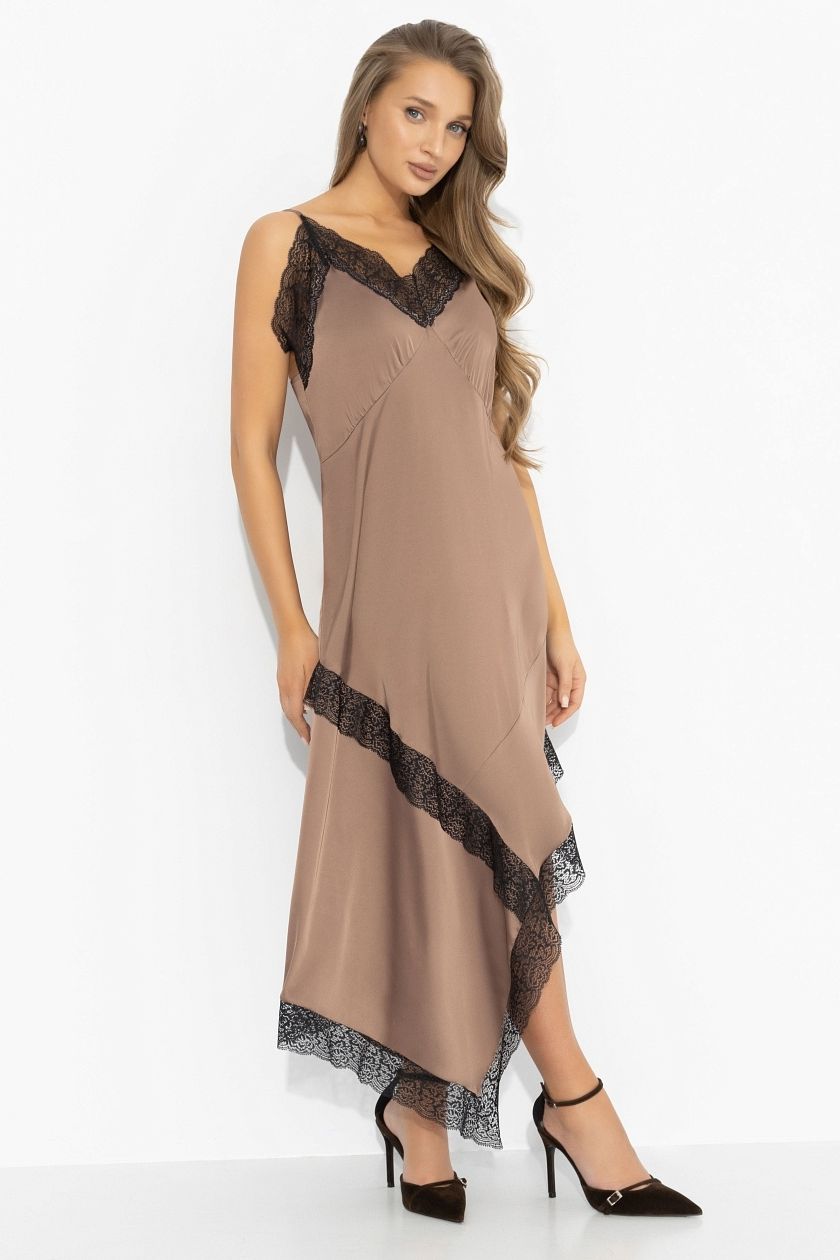 Платье‑комбинация из шёлка коричневого цвета Charutti(фото7)