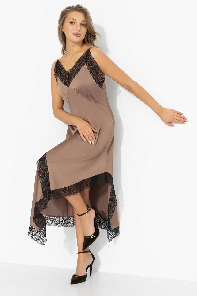 Платье‑комбинация из шёлка коричневого цвета Charutti(фото3)