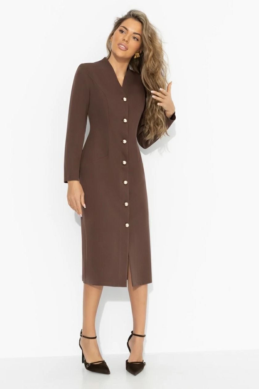 Платье коричневое на пуговицах Charutti(фото7)
