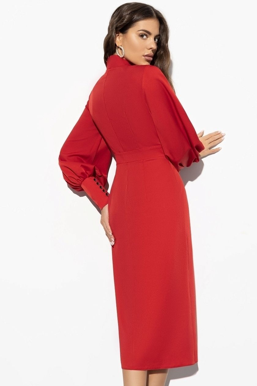 Платье-футляр красного цвета на пуговицах Charutti(фото6)