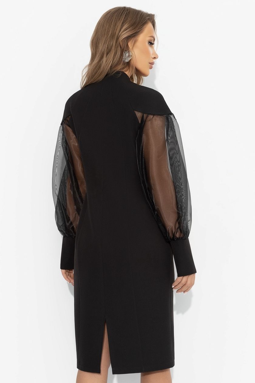 Платье-футляр чёрное с объёмными рукавами Charutti(фото6)