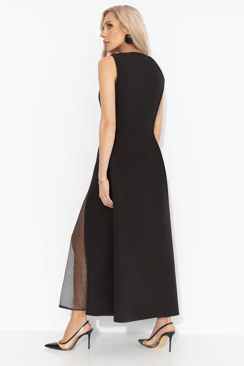 Платье длинное чёрное без рукавов Charutti(фото8)