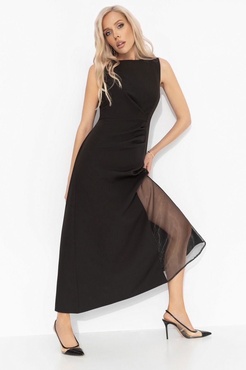 Платье длинное чёрное без рукавов Charutti(фото3)