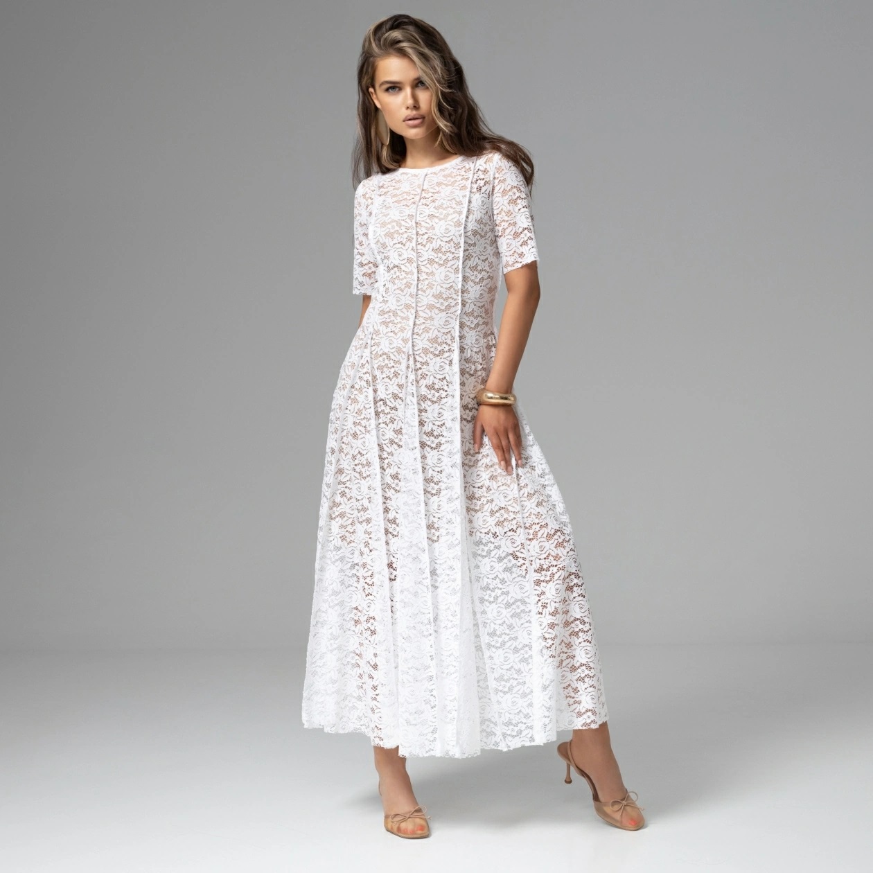 Платье белое из кружева на подкладе Charutti(фото5)