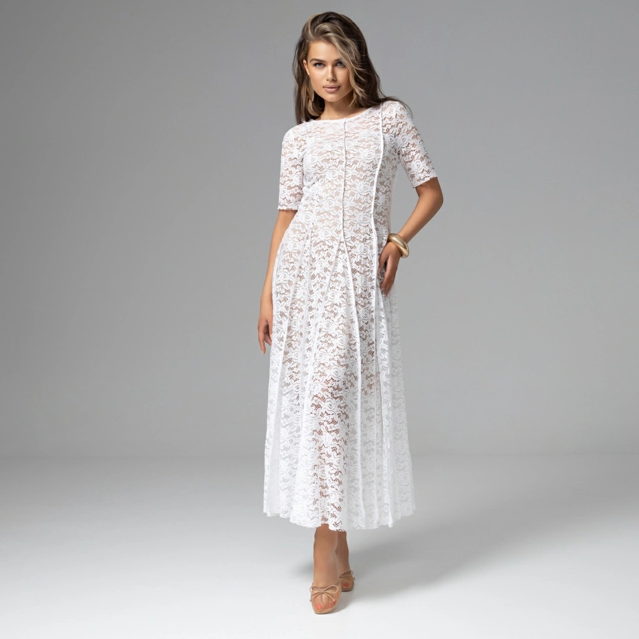 Платье белое из кружева на подкладе Charutti(фото6)