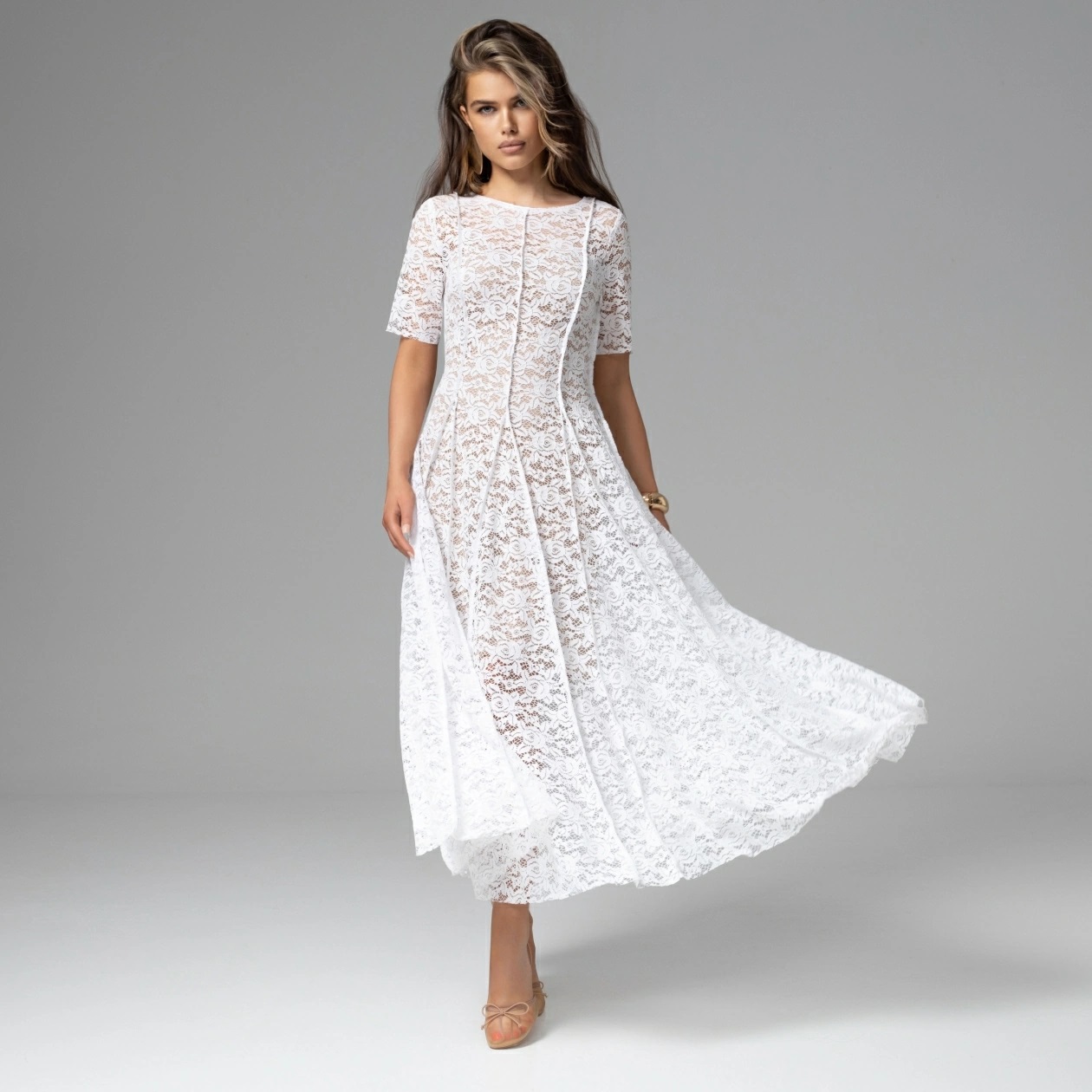 Платье белое из кружева на подкладе Charutti(фото3)