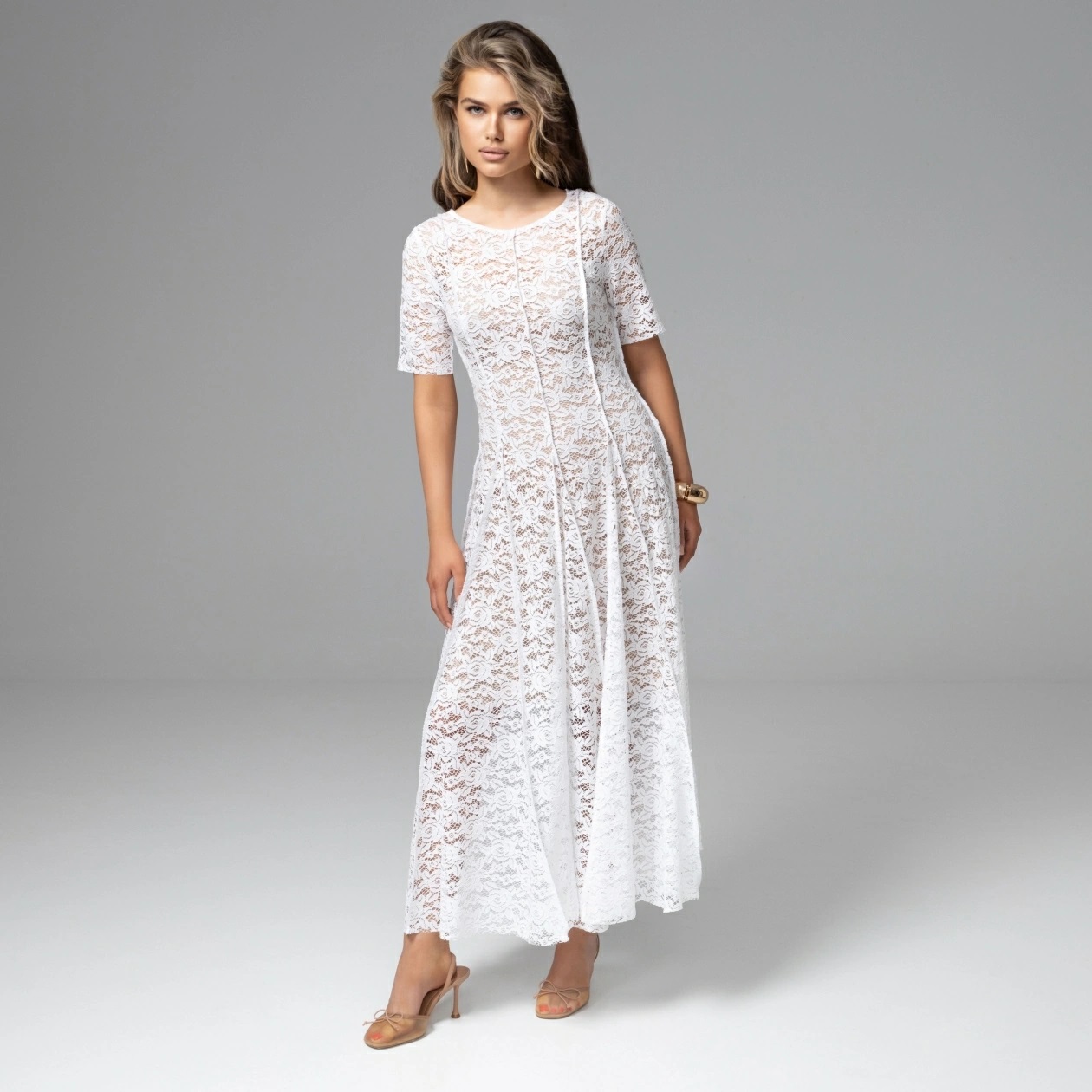 Платье белое из кружева на подкладе Charutti(фото2)