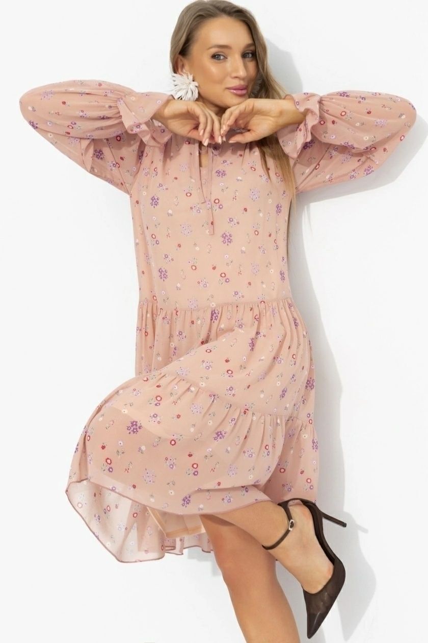 Платье розовое в стиле бохо Charutti(фото3)