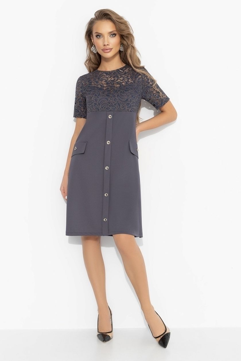 Платье нарядное трикотажное с кружевом Charutti(фото2)