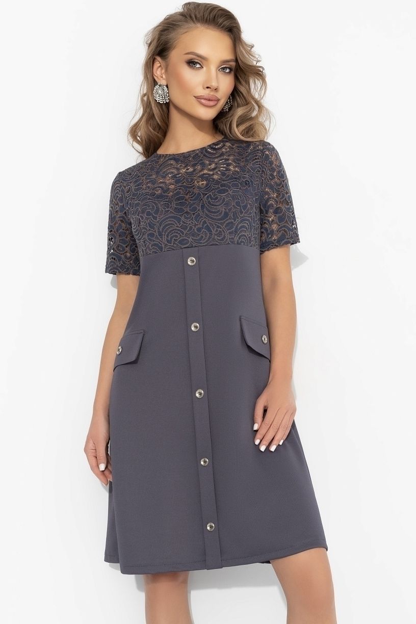 Платье нарядное трикотажное с кружевом Charutti