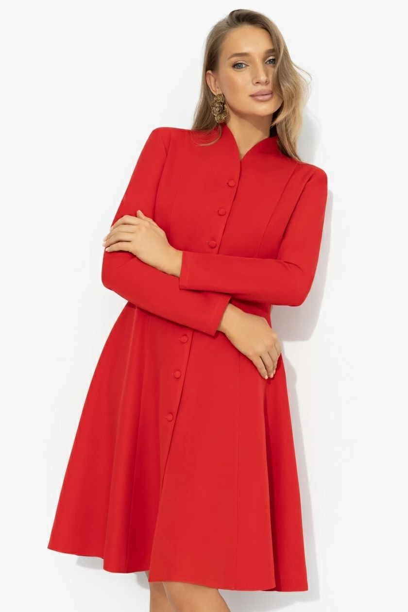 Платье красное на пуговицах Charutti(фото6)